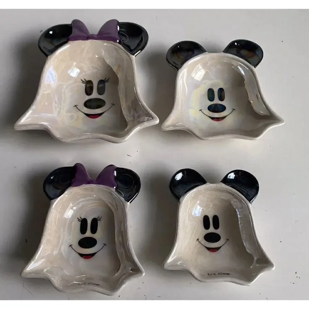 Set Of 4 Disney Mickey &‎ Minnie Mouse Halloween Ghost Iridescent Measuring Cups